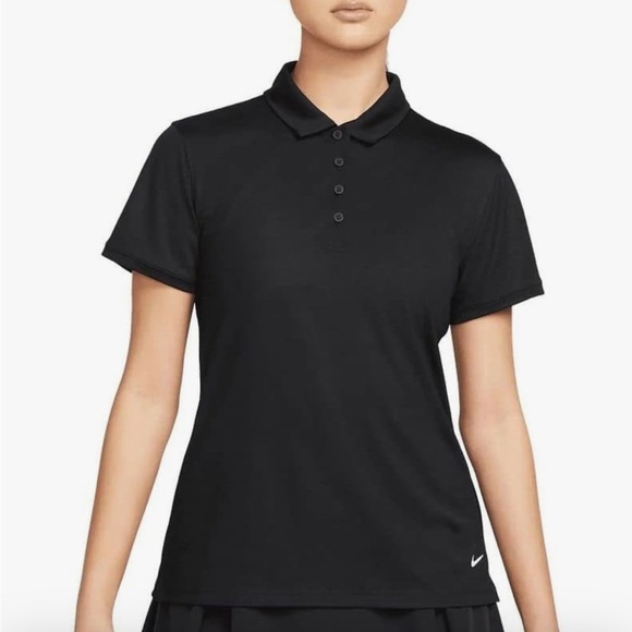 NWT Nike Golf Dri-Fit Short Sleeve collared Black button up women's size Small - Picture 1 of 15
